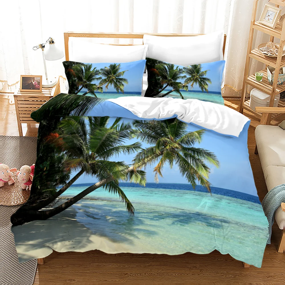 

Surfing Sea Coconut Tree Beach 3Pcs Queen King Full Size Duvet Quilt Cover Bedding Linen Set Bedspread For Kids 200x200 240x220