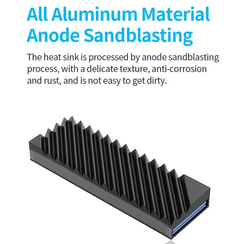 مبدد حرارة M.2 SSD، 2280 NVME NGFF SSD مشعاع تبريد كامل من الألومنيوم مع وسادة سيليكون حرارية للوحة الأم / PS5