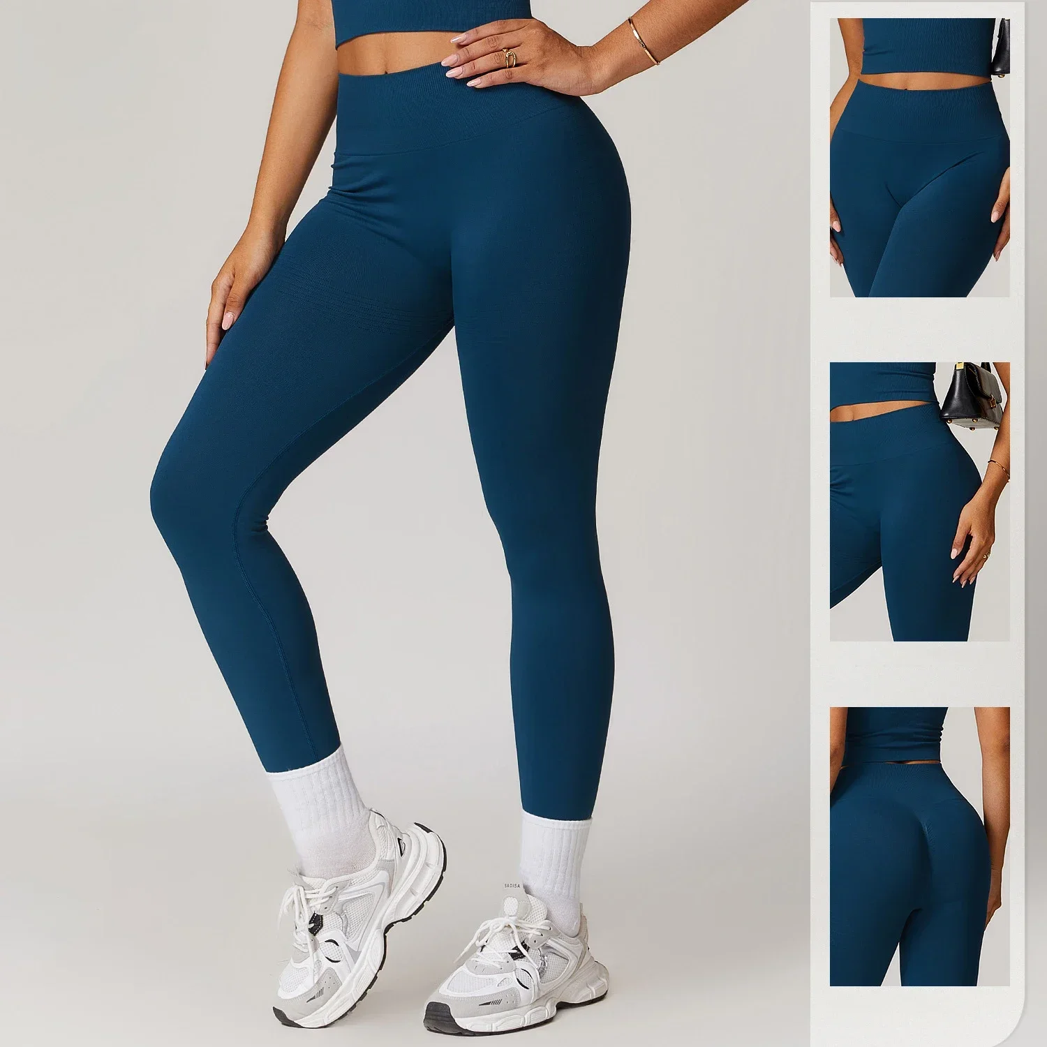 Tight High Waisted Hip Lifting Yoga Pants Threaded Waist Head Tummy Tightening Gym Leggings Women Outer Wear Running Sportswear