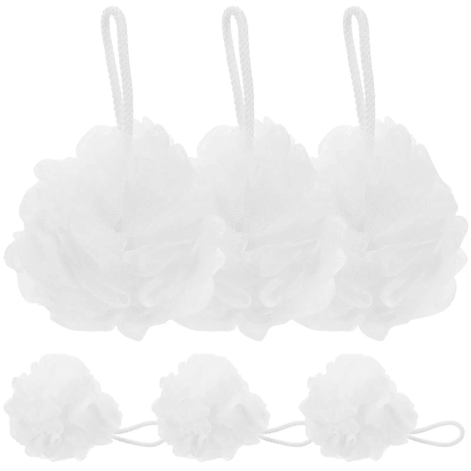 

6Pcs Premium Pe Bathing Balls Exfoliating Shower Sponge Lanyard Design Quick-Dry Wear-Resistant Compact Travel Hotel Daily Use