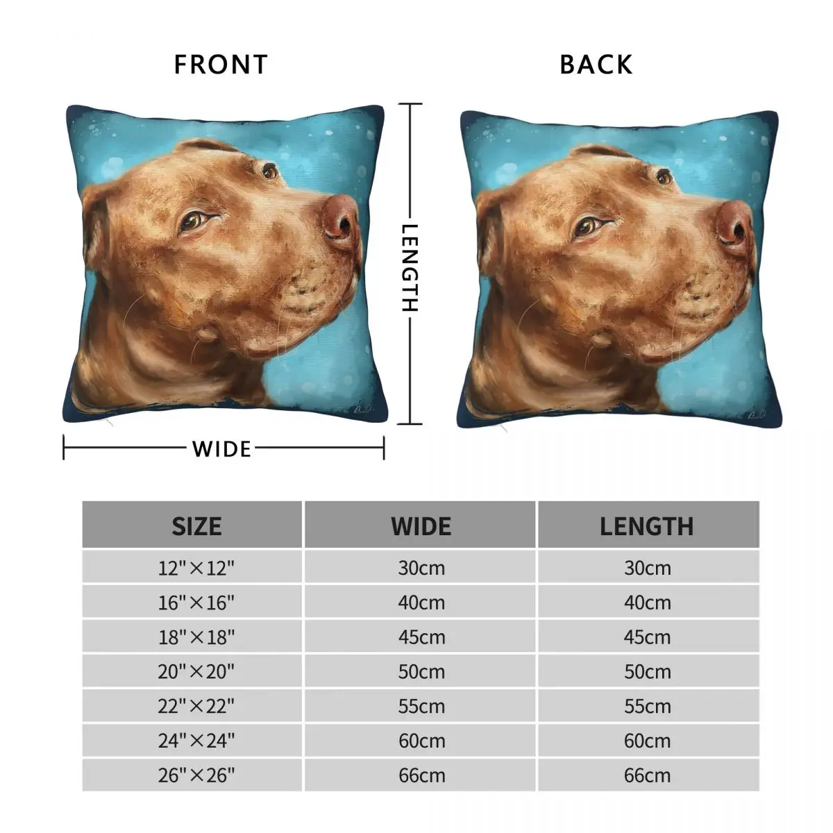 Adorable Red Nose Pit Bull Square Pillowcase Polyester Linen Velvet Pattern Zip Decorative Throw Pillow Case Room Cover 45x45