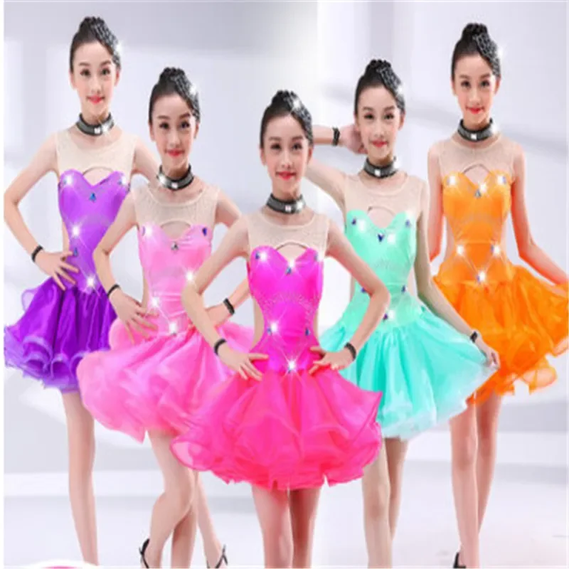 New Children's Latin Dance Dress Hot Diamond Latin Dance Dress Performance Dress