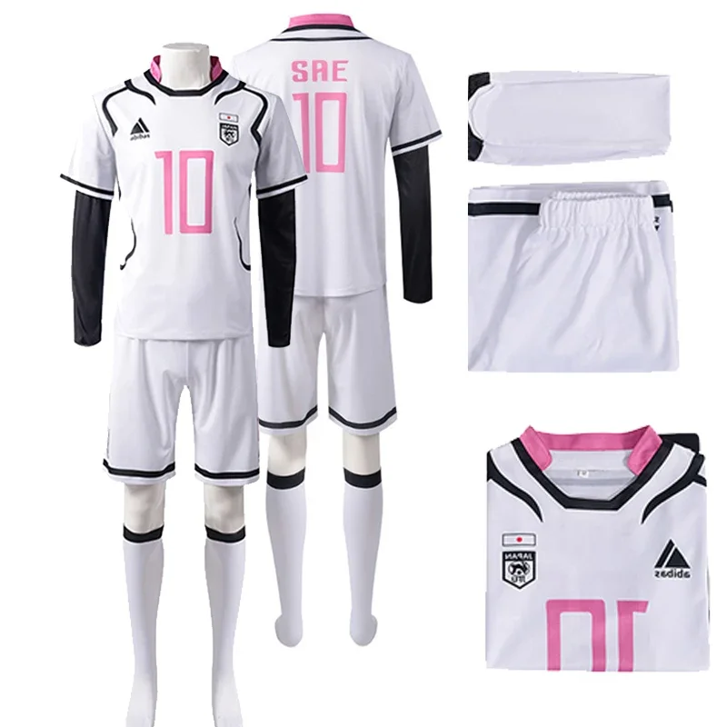 2025 novo sae itoshi cosplay anime traje azul bloqueio role play meninos camiseta shorts conjunto de futebol roupas esportivas homem festa de halloween aa