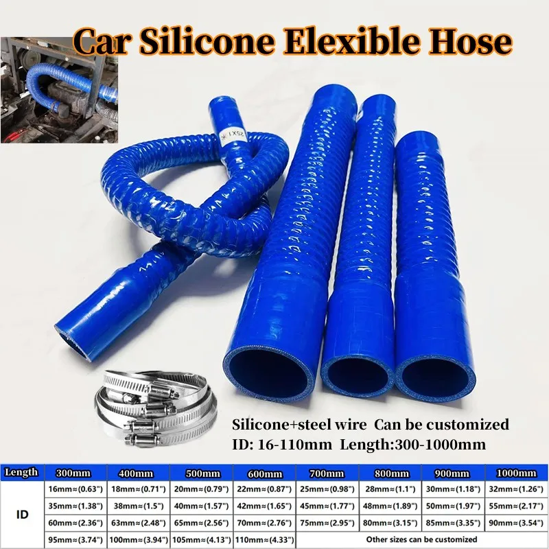 

Blue Silicone Flexible Hose Steel Wire Corrugated Tube High Pressure And High Temperature Intake Pipe Intercooler Radiator Tube