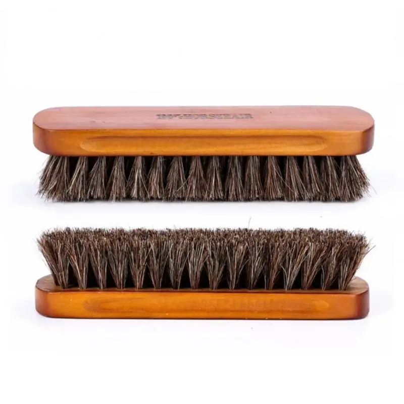 Shoe Brush Real Horse Hair Wooden Polishing High Quality Shoe Cleaning Tools Brush Leather Care Soft Cleaning Shoe Supplies