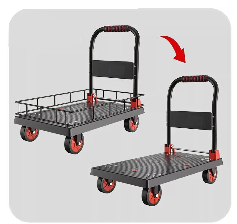 Handcart Outdoor Easy Folding Handling Trolley Portable Extensible Small Push Cart Hand Truck Trolley