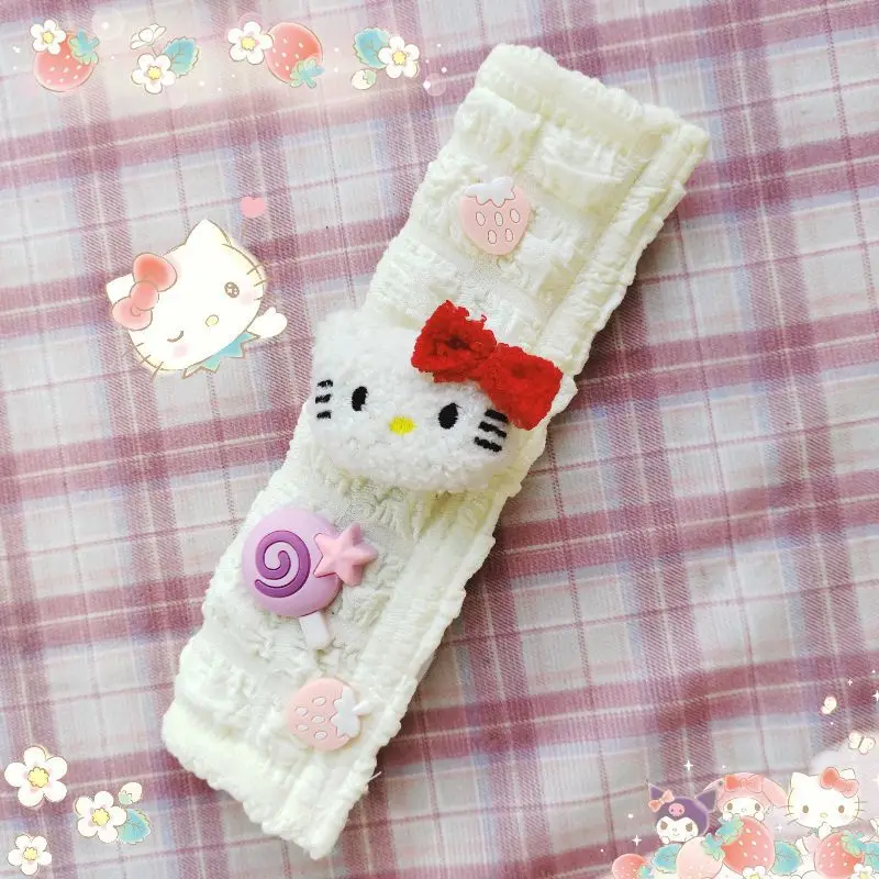 2024 Anime Sanrios Plush Doll Seat Belt Shoulder Cover Kawaii Hello Kitty Kuromi Cinnamoroll Purin Comfortable Safety Belt Pad