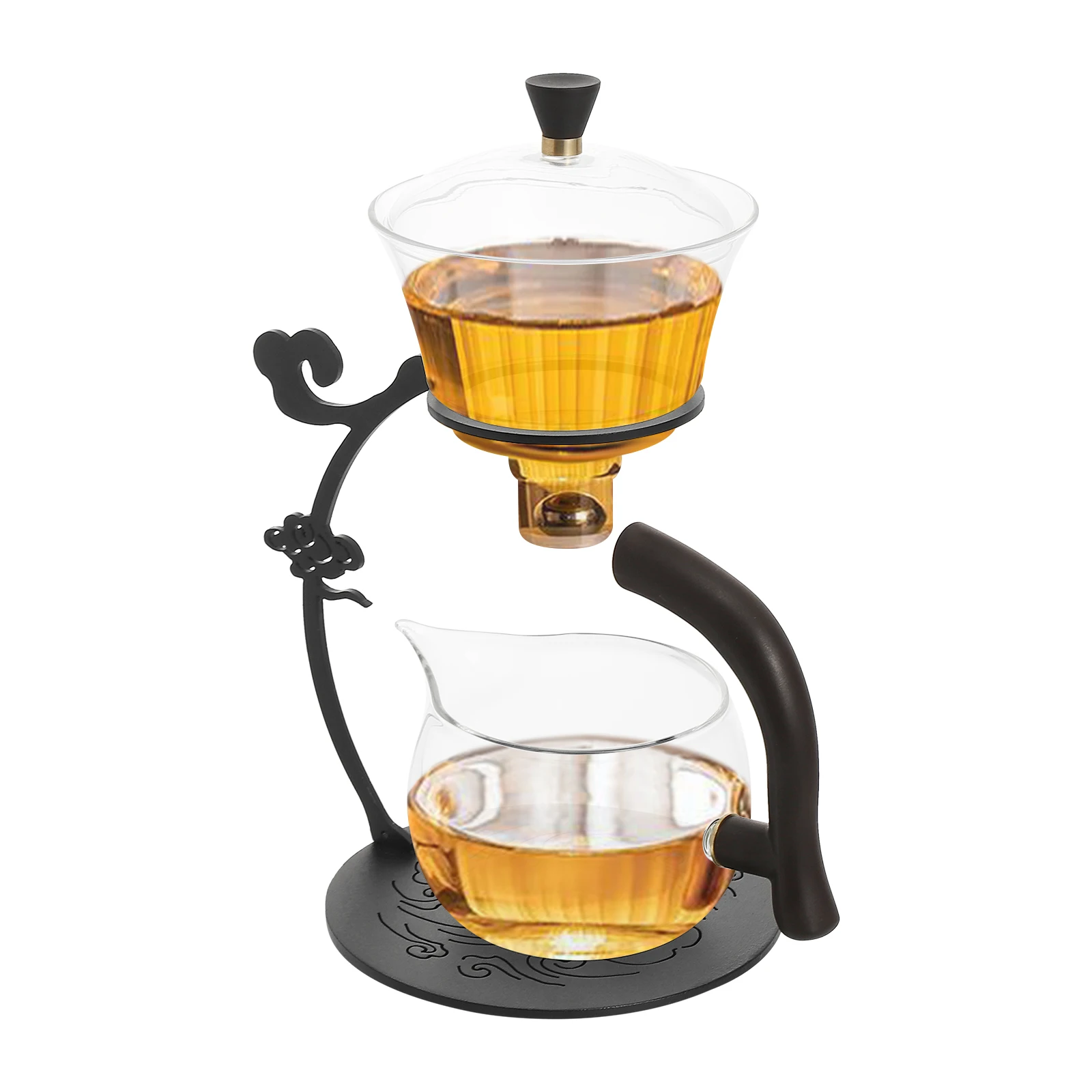 

Semi-Automatic Magnetic Tea Set with Heat-Resistant Handle, Beak Spout, and Auspicious Clouds Pattern for and Spill-Free Tea