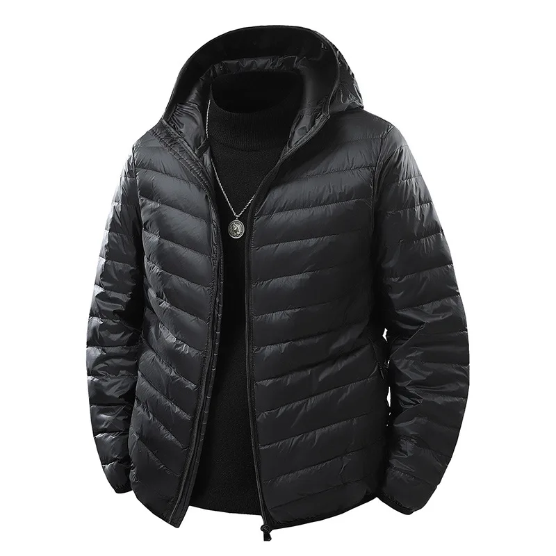 Mens Cross border Bestseller Lightweight Down Jacket Autumn Winter Hooded Stand Collar Down Coat for Men