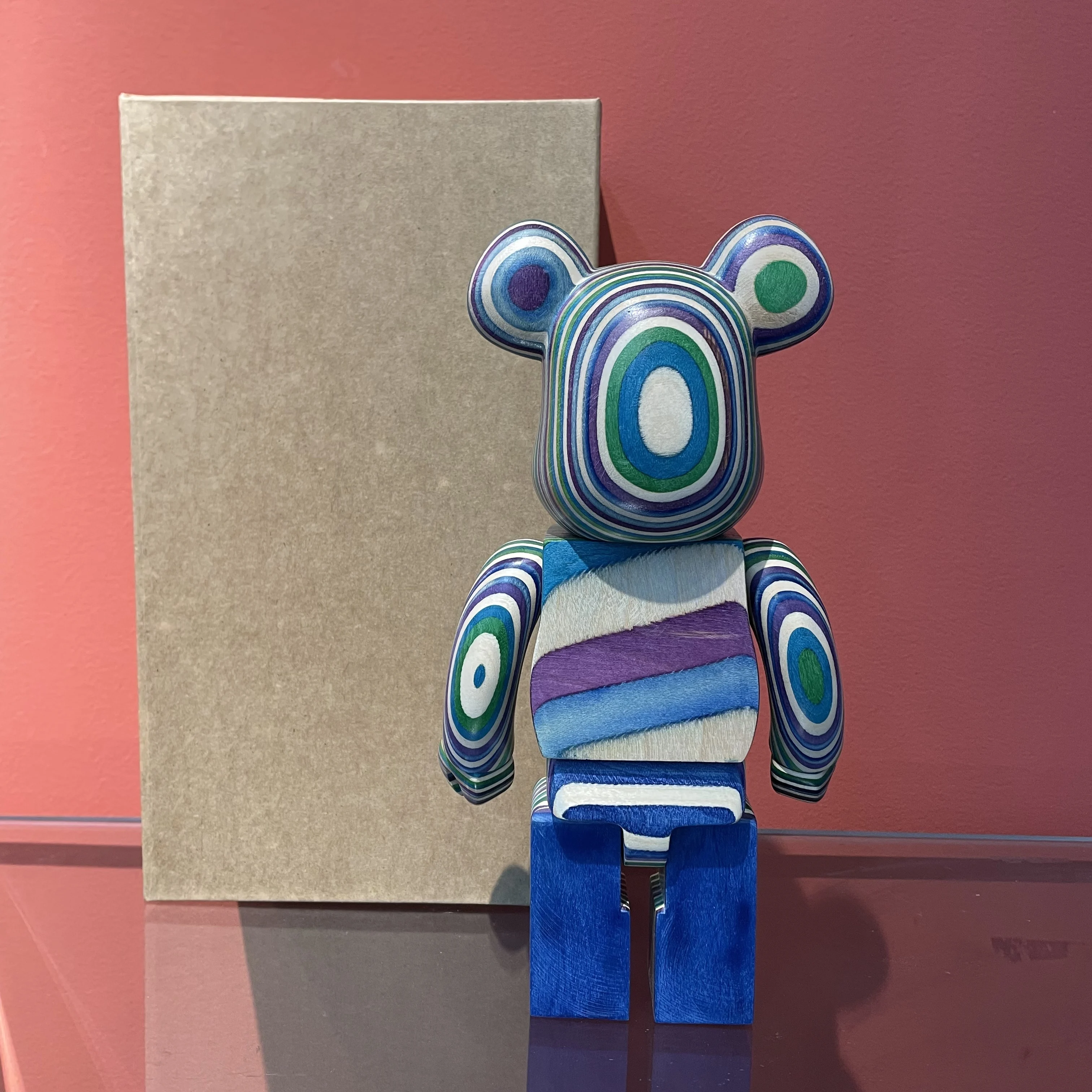 Bearbrick 400% New Rainbow Wooden Bear 28cm Height Blue Rainbow Handmade Collection Gift Hand-made Wooden Doll