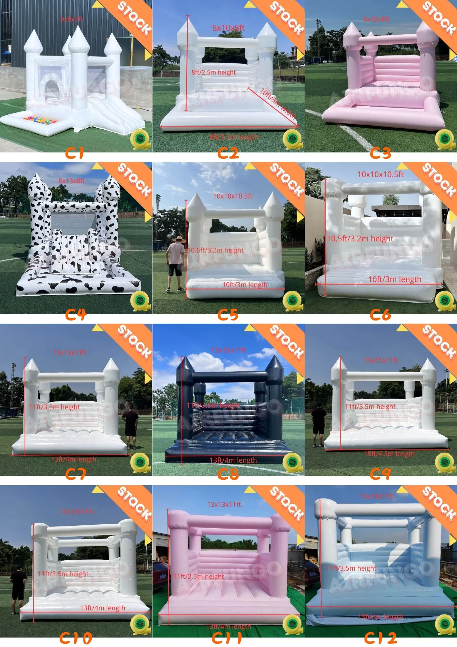 US Stock Inflatable White Bounce House PVC Inflatable Bouncy Castle/Moon Bounce House/Customization Party Wedding Bouncer Jumper