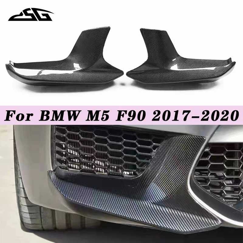 Carbon Fiber Front Bumper Side Splitter Canard Corner Lip Diffuser Spoiler For BMW M5 F90 Car Fog Light Air Vent Body Kit