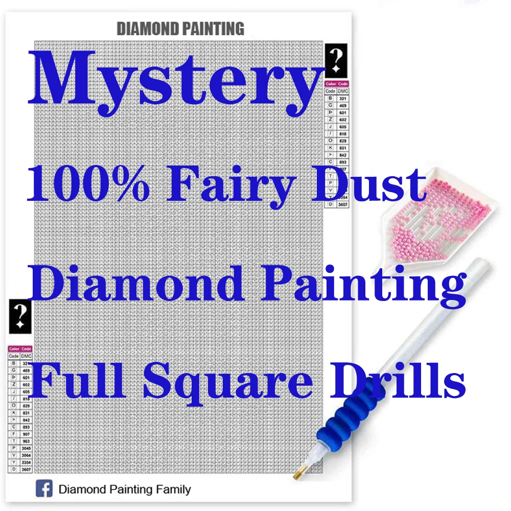 Mystery Fairy Dust Drills Full Square Diamond Painting Cross Stitch Crystal AB Stones Diamond Ebroidery Mosaic Photo Custom Home