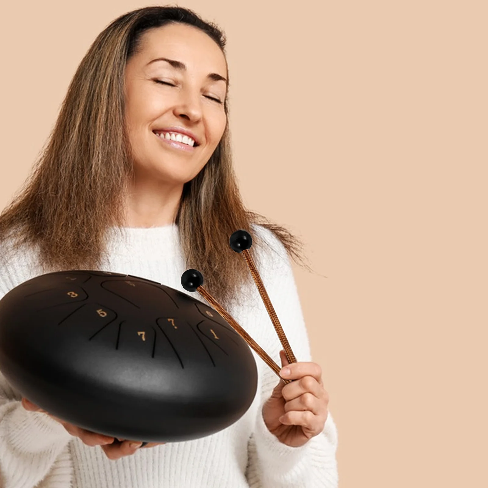 

2Pcs Hand Pan Drum Mallets Ethereal Wooden Handle Pure Sound Quality Steel Tongue Drum Percussion Accessories Mini Rubber Mallet