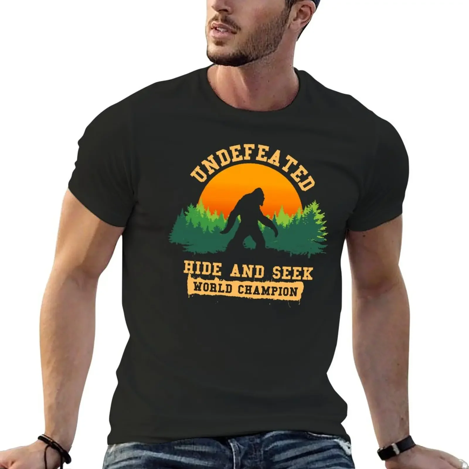 Undefeated Hide and Seek World Champion T shirt Bigfoot T shirt T-Shirt sports fans summer clothes blacks black t-shirts for men