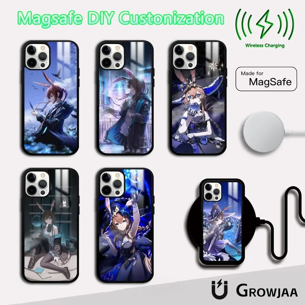 

Amiya A-Arknights Anime Phone Case For iPhone 16 15 14 13 12 11 Pro Max Plus Mini Magsafe Mirror Wireless Magnetic Cover