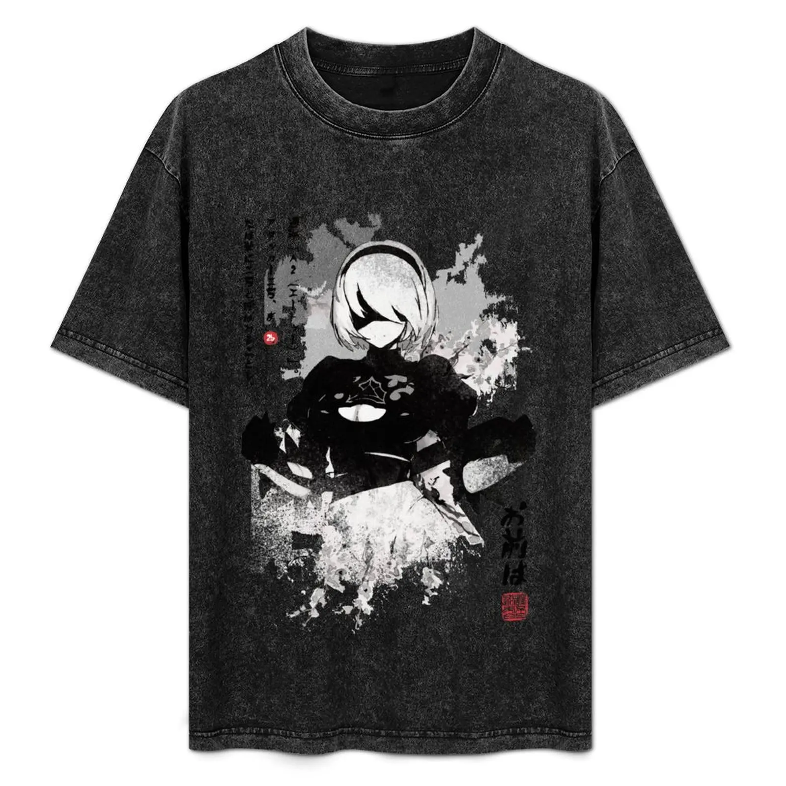 

NieR:Automata 2B Japan Ink ニーア_オートマタ T-Shirt Simple Casual Short Sleeve Cotton T-Shirt