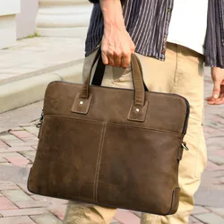 Sacs à main en cuir véritable pour hommes, sac à bandoulière en cuir de vachette, étui à bombes d'affaires, grands étuis à bombes pour hommes, ordinateur portable de 15.6 pouces