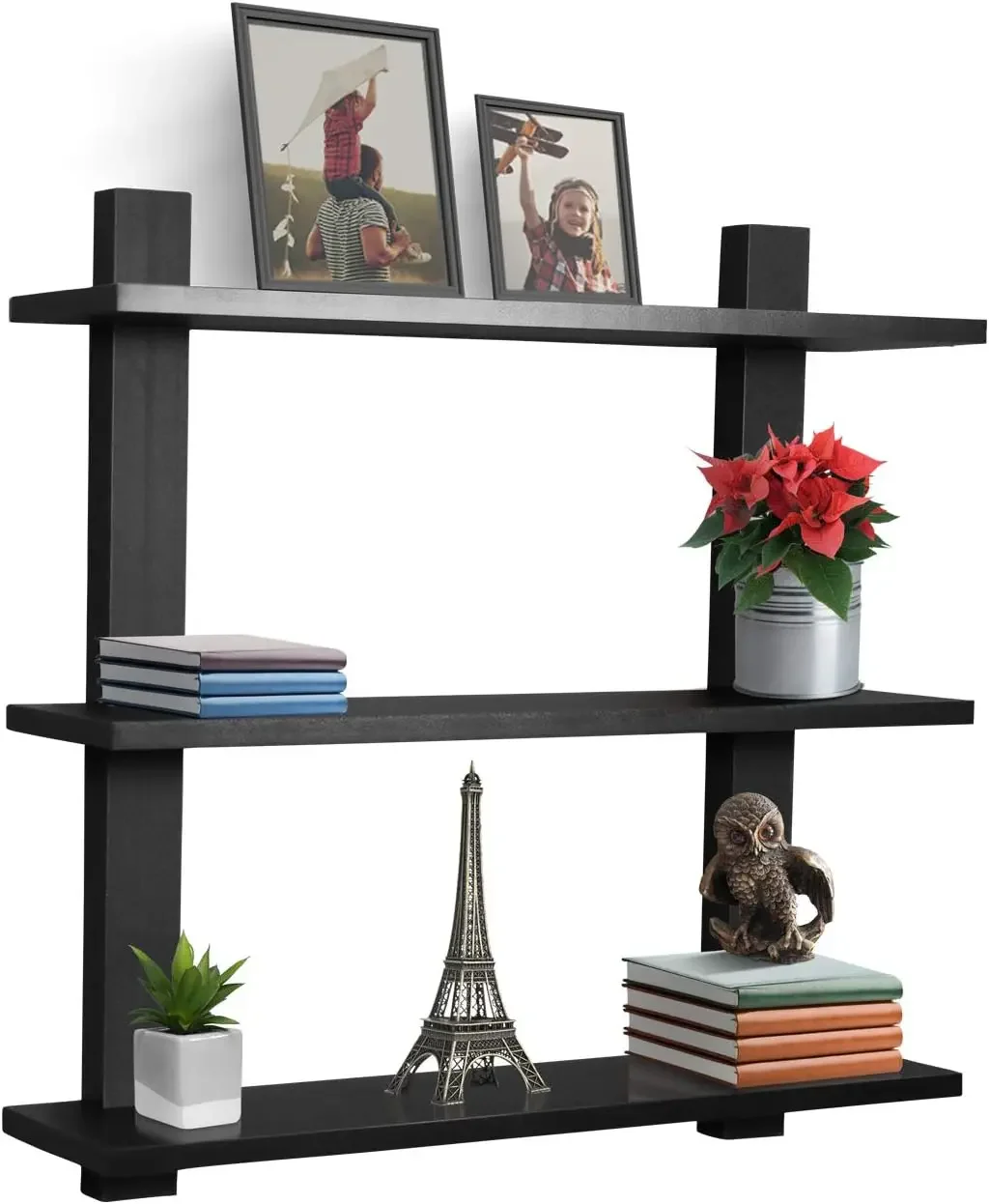 Bathroom Shelves - 3-Tier Wall Mounted Floating Shelves for Books, Trophies, Wall Decor, Kitchen, Living Room & Bathroom Decor