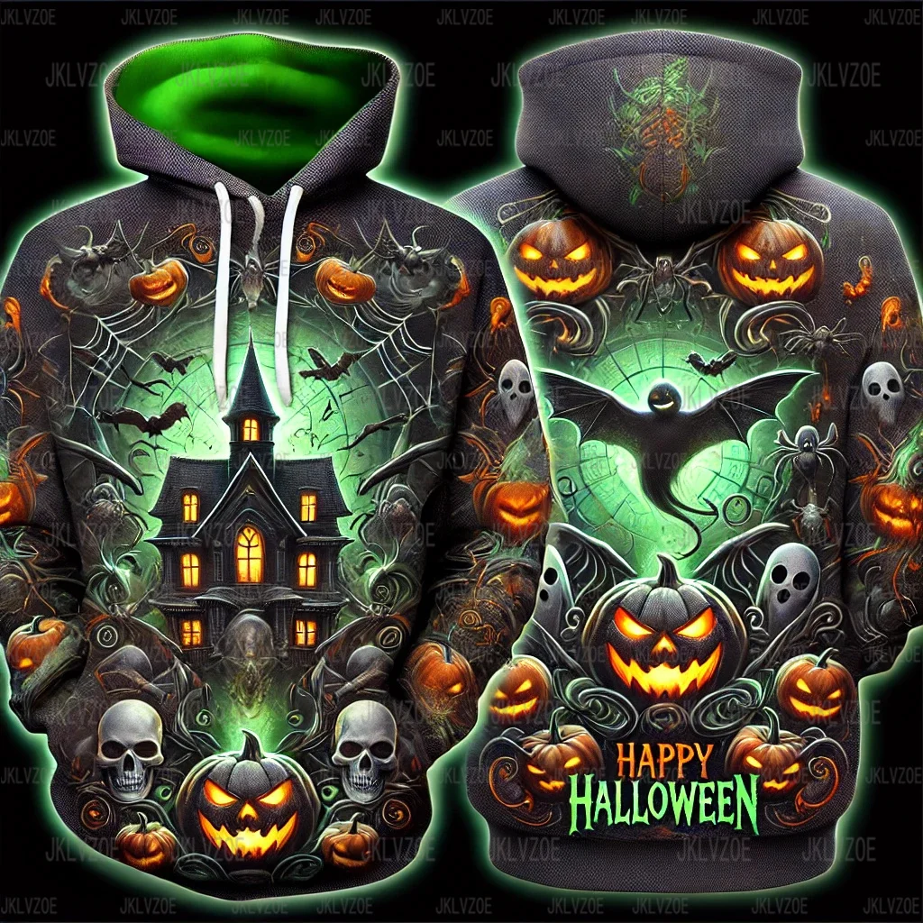 Autumn New Halloween Hoodies Nightmare Before Christmas 3D Print Hoodie Men Women Fashion Oversized Casual Sweatshirts Pullovers