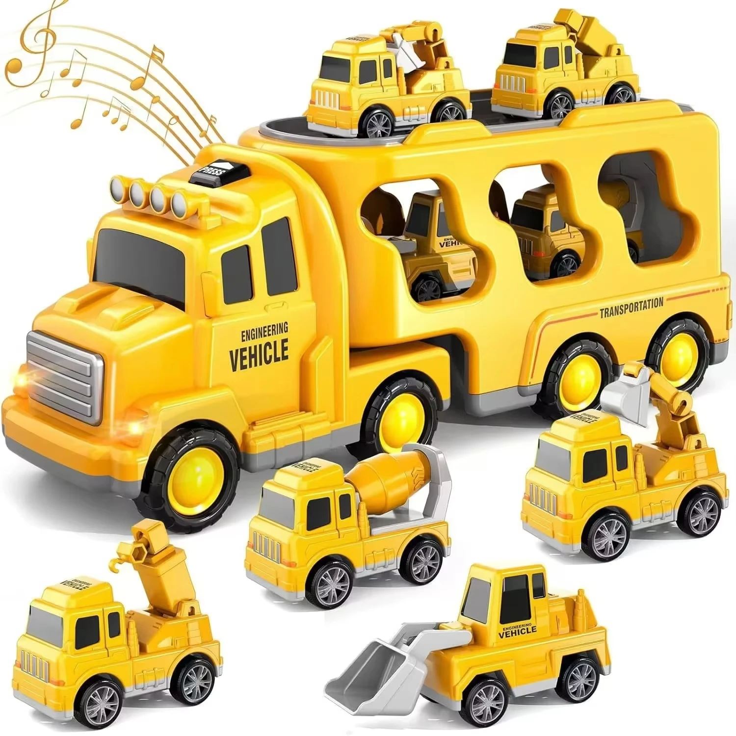 Carrier Truck Transport Cars Firefighter Vehicles Friction Power Vehicle Toy Car Set Toddler Fire Engine Toys For Boys Girls