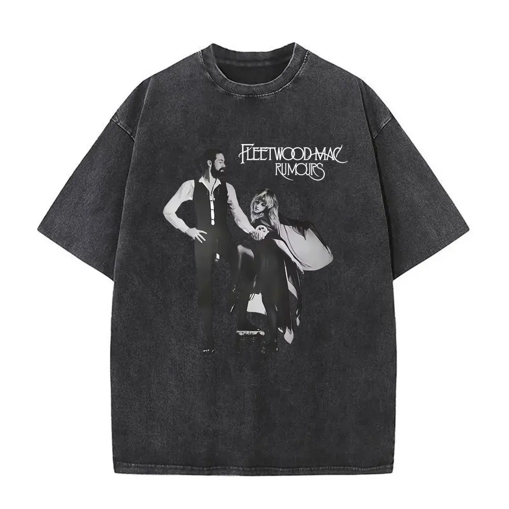

Washed Vintage Rock Band Fleetwood Mac Rumours Album Graphic T Shirts Stevie Nicks Print T-shirt Men Casual Oversized T-shirts