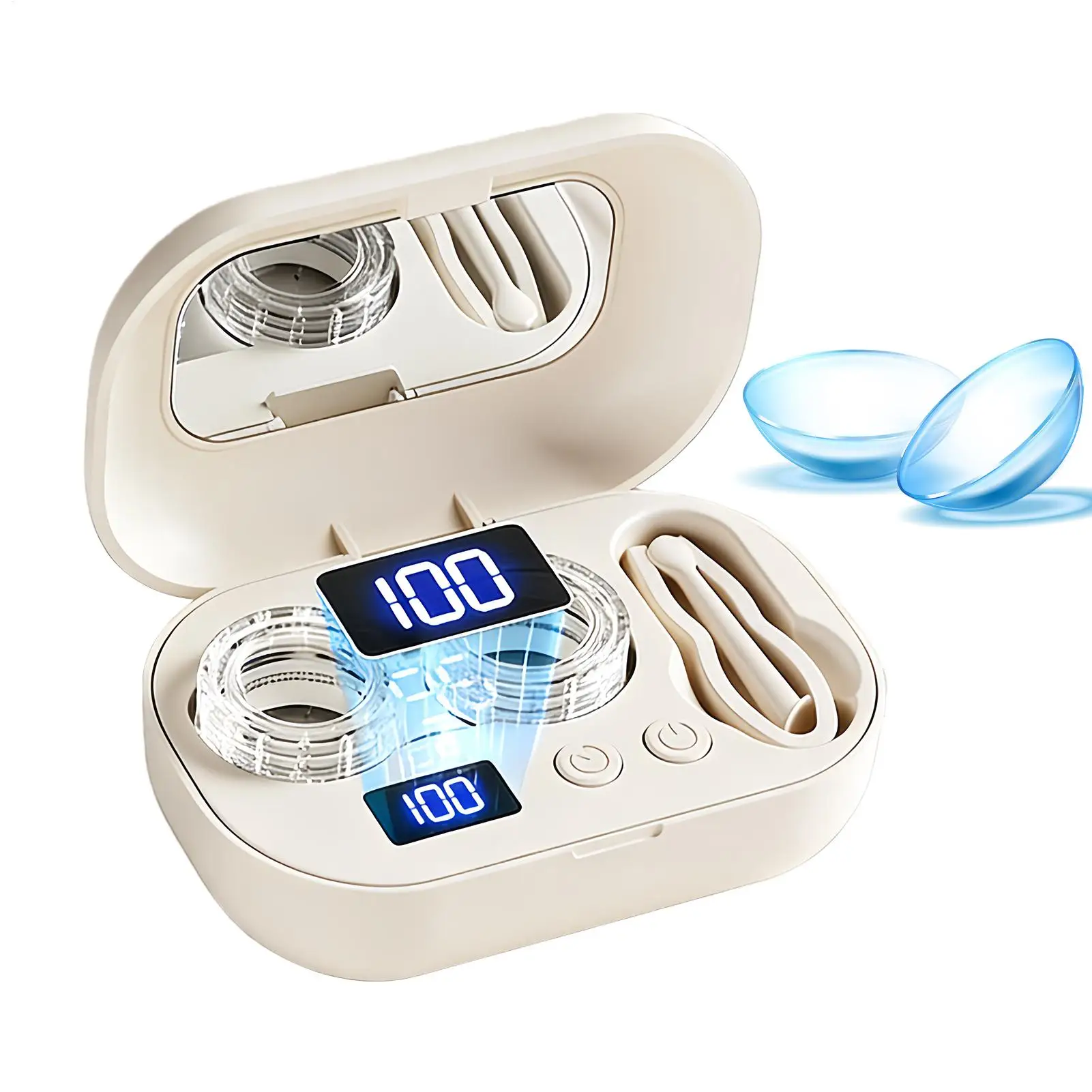 Ultrasonic Contact Eye Cleaning Case Rechargable Portable Lens Washer Kit Organizer Small Travel Contact Lens Case Kit with Tool