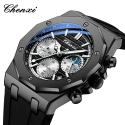 CHENXI Watches For Men Quartz Waterproof Sports Men's Watch Silicone Strap Chronograph Calendar Luminous Wristwatches