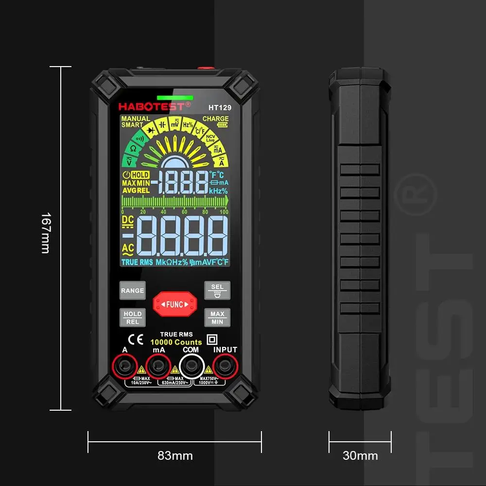 HABOTEST HT129 10.000 Counts Digitalmultimeter Smart Anti-Burn DC AC Spannung Strom True RMS Voltmeter Wiederaufladbarer Multitester – Detail 4
