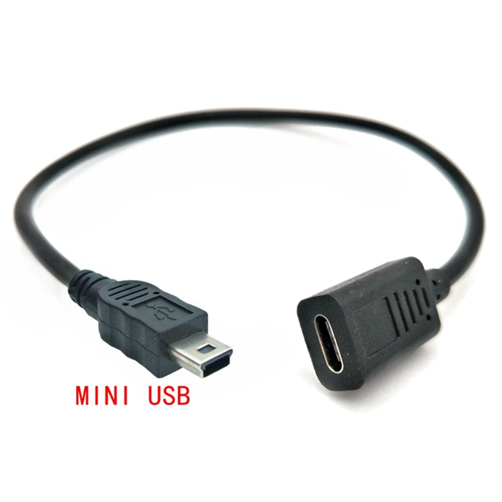 Mini-USB male to c-type female charging data adapter cable adapter 30cm mobile phone data transmission