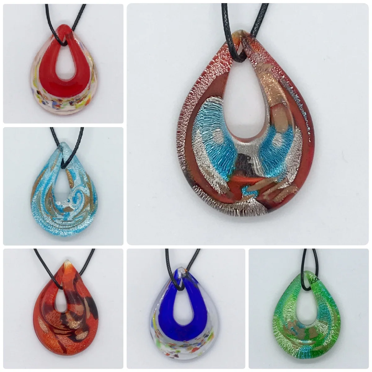 

Handmade Murano Lampwork 3D Colorful Glass Pendant Women's Necklace Sweater Chain Wedding Jewelry Party Gifts