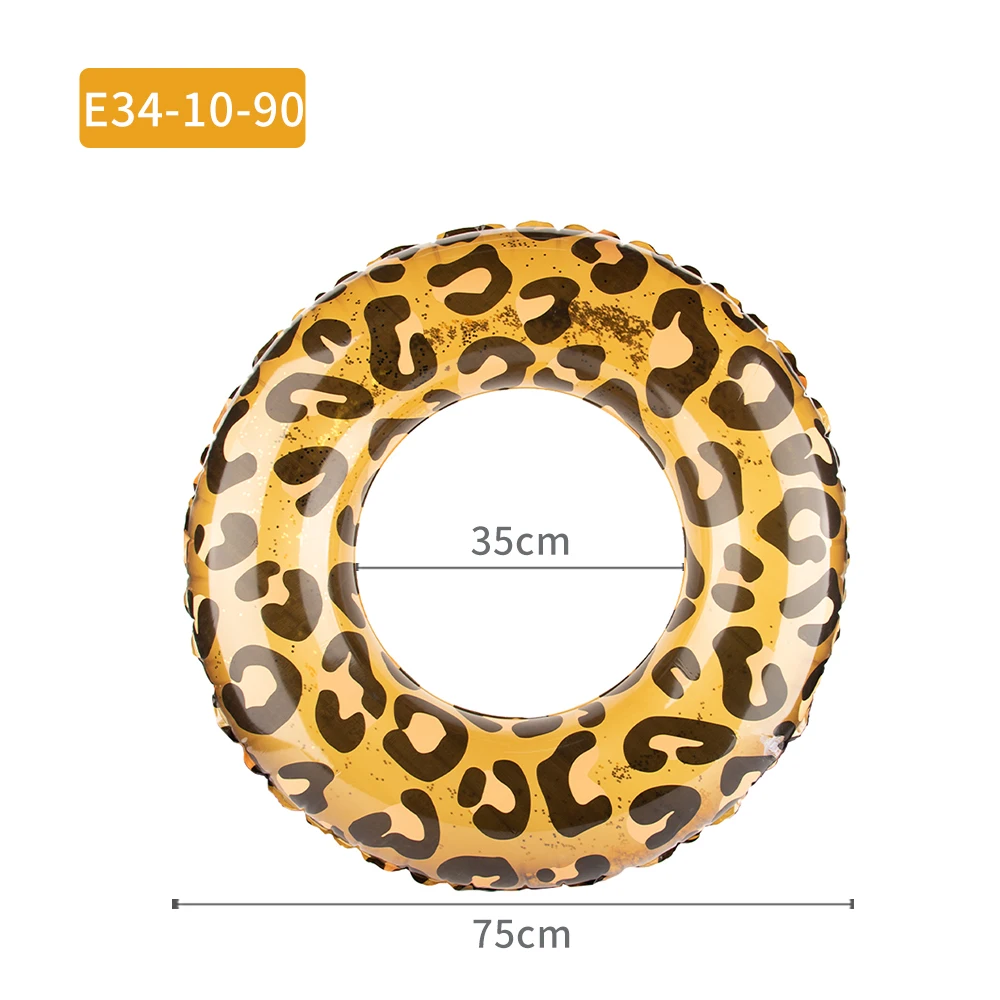 Child Kid Adult Swimming Circle Float Swim Pool Water Equipment Leopard Print Swim Ring Tube Inflatable Toy Swimming Ring