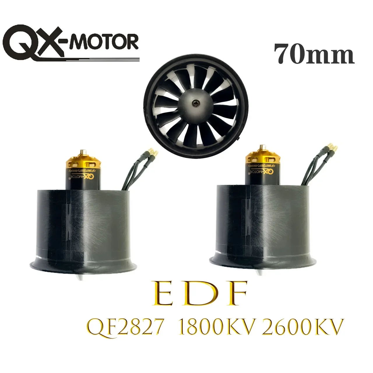 QX-Motor 70mm EDF12 Blades QF2827  with 60A 80A ESC All copper wire Brushless Motor  For RC Remote Control Toy Airplane