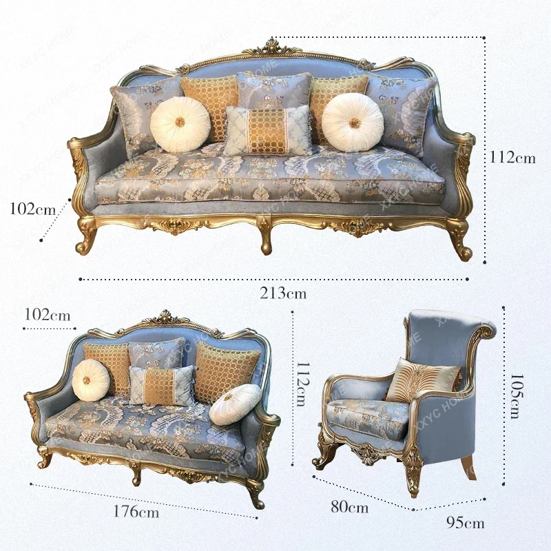 AA light luxury sofa fabric high-end luxury living room combination villa palace solid wood furniture