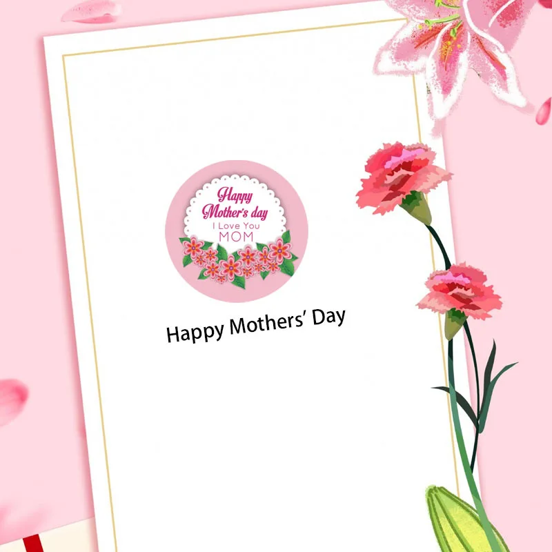 100-500pcs Happy Mothers Day Stickers Envelope Seals Thank You Stickers for Gift Wrapping Party Favor Small Business Supplies