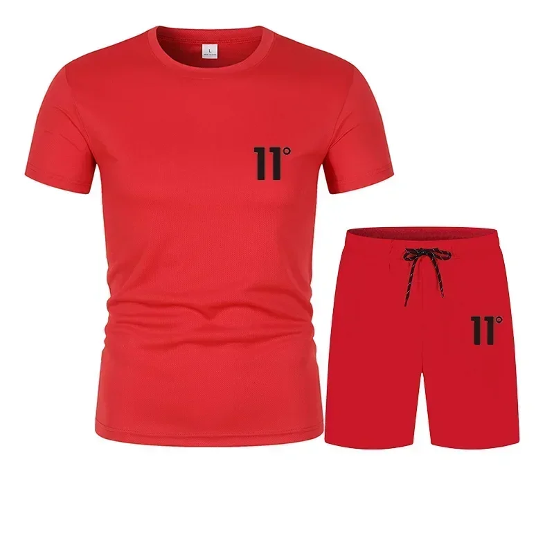 Conjunto de camiseta de manga corta para hombre, camiseta de secado rápido y pantalones cortos, chándal de entrenamiento de competición de Fitness, novedad de verano, 2024