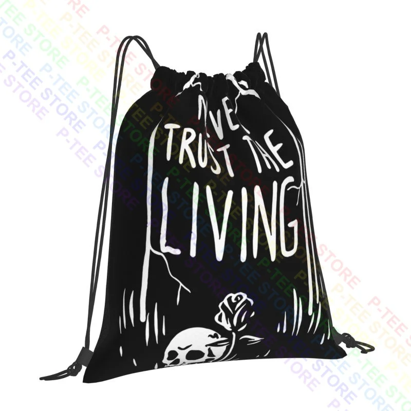 Never Trust The Living Tombstone Skull Coffin Drawstring Bags Gym Bag Travel Swimming Storage Bag School Sport Bag