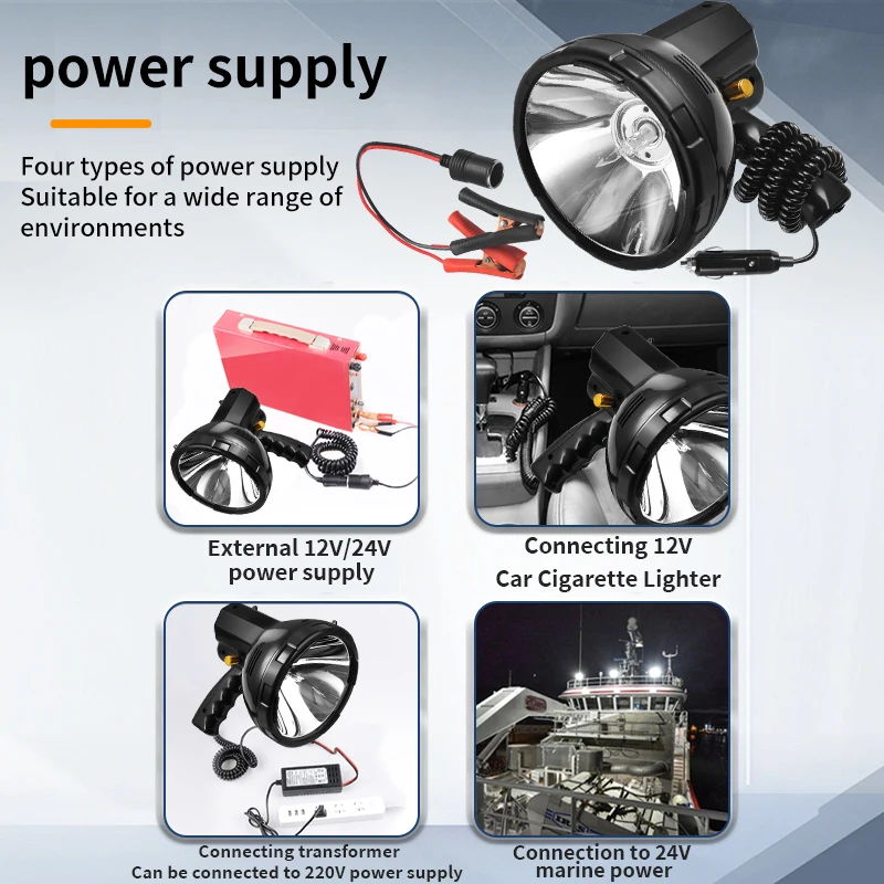 Voertuig Xenon zoeklicht Hoog vermogen ultra helder multifunctioneel extern 12v / 24v buiten nachtvissen zaklamp zoeklicht