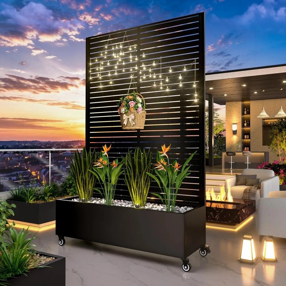 Metal Planter Box with Trellis 72.1