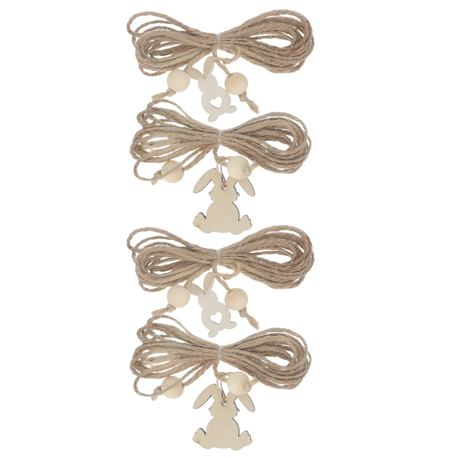 

4 набора деревянных заготовок для пасхальных кроликов, неокрашенные, с джутовой веревкой, 9,84 дюйма, для подвесного декора, пасхальных поделок и домашнего интерьера