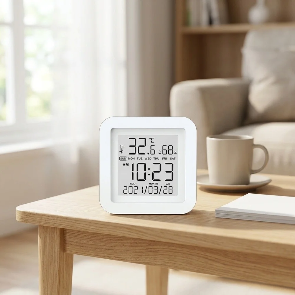 For Energy Management Humidity Monitor Device Indoor Air Detector White Energy Saving Design Compact ABS Build Easy Installation