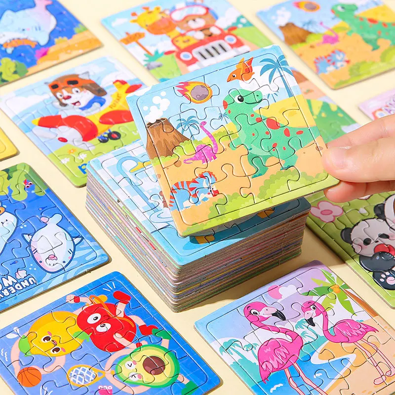 10/30Pcs Mini Cartoon Animal Paper Jigsaw Puzzles Educational Toys Kids Birthday Party Favors Kindergarten Rewards Pinata Filler