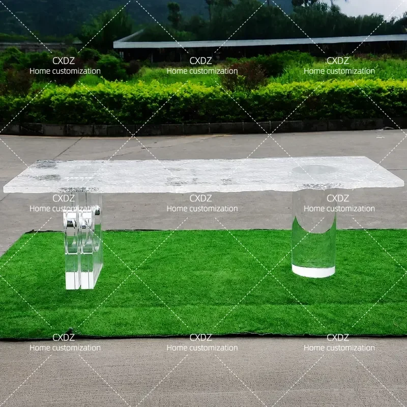 J535 Transparent Crystal Resin Coffee Table Custom Luxury Tea Table for Living Room Office Villa Hotel Furniture