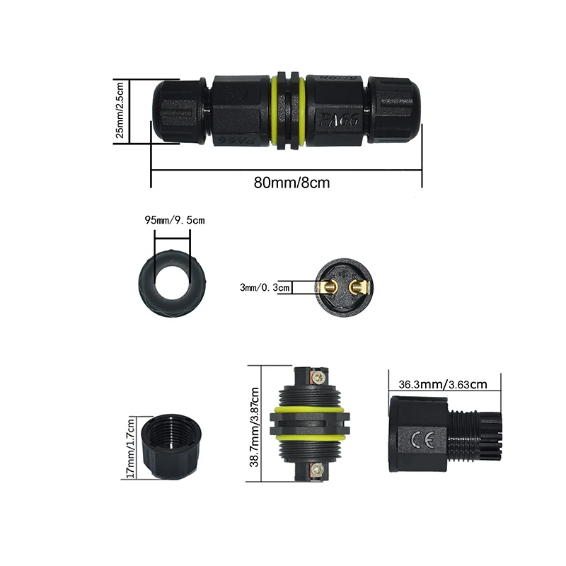 YXY IP68 M20 Waterproof Cable Connector 2/3/4/5 Pin Screw Wiring Wire Connectors for Electrical Light Junction Box