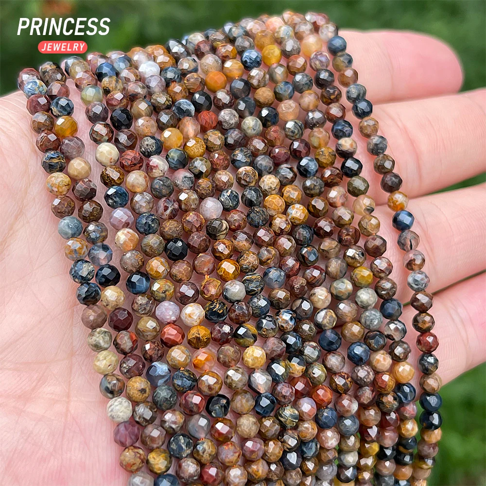 A++ Natural 4mm Pietersite Faceted Beads for Jewelry Making Bracelet Wholesale Stone Beads Petrified Wood DIY Accessories