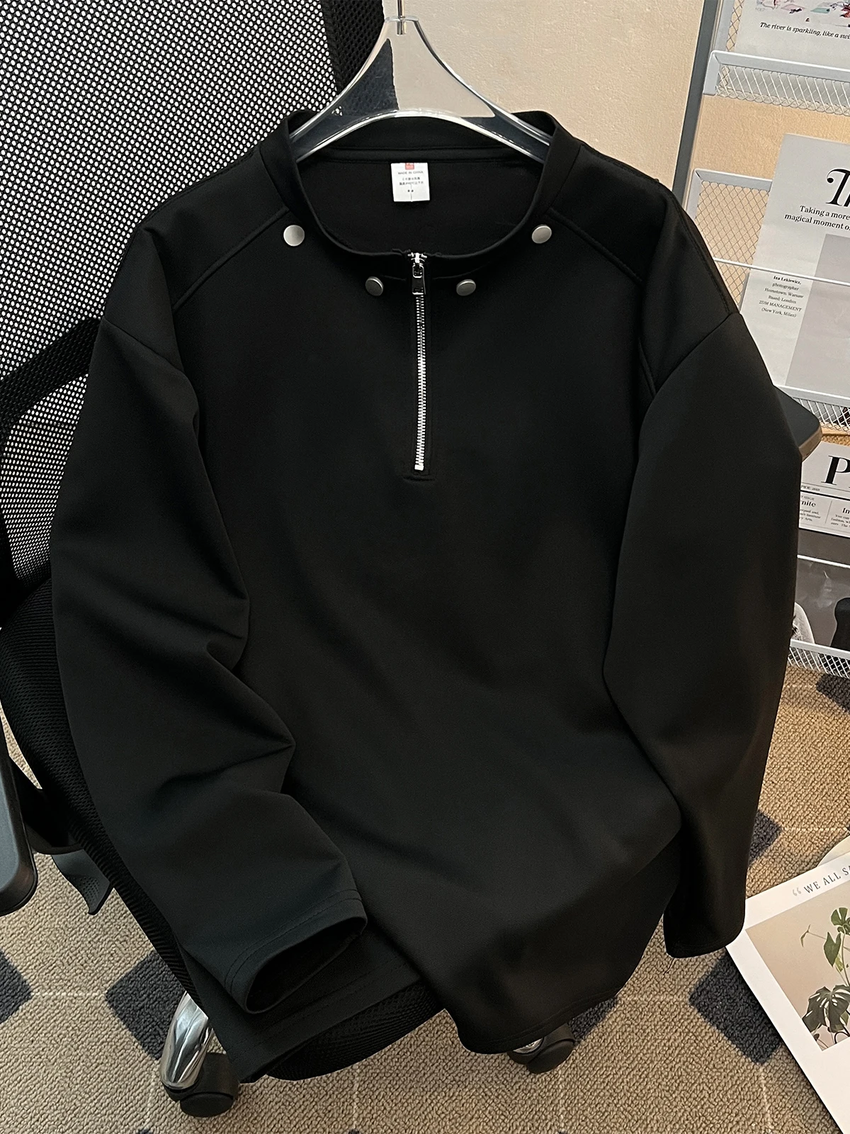 

Мужские худи без капюшона для мужчин: уличный стиль, качественная рабочая одежда, удобные для поездок, минималистичные, весна-зима, приталенный крой, стандартный размер.