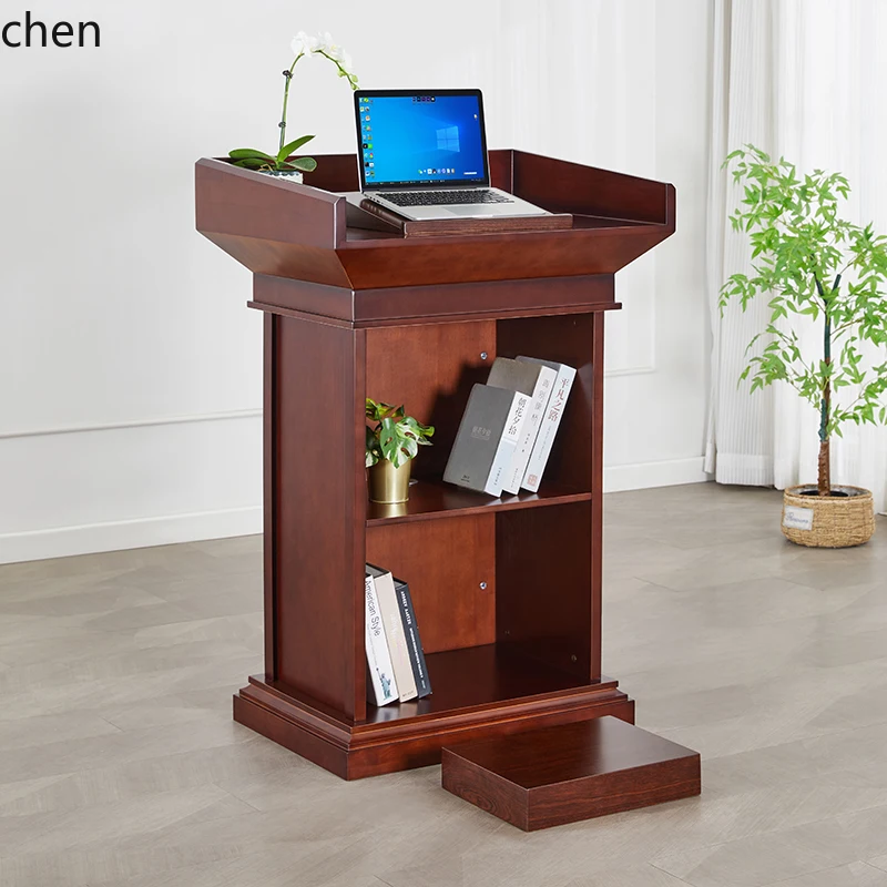 

HXL Large Solid Wood Lecture Podium Host Reception Desk Welcome Speech Chair Desk