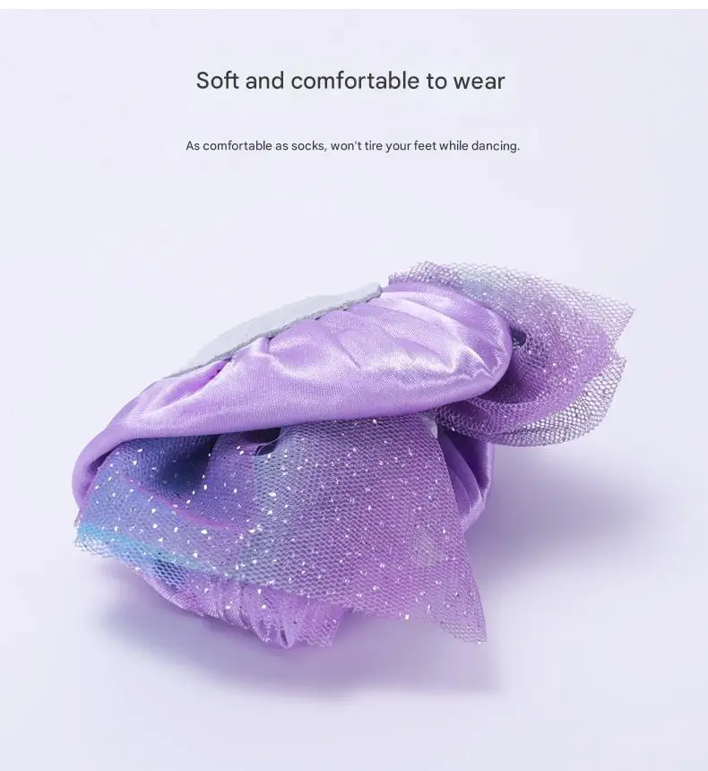 2026 Neue Satin-Tanzschuhe für Mädchen, Kinder und Erwachsene, Ballettschuhe für Frauen, Tänzerinnen, in Lila und Blau, Extravagant – Detail 6