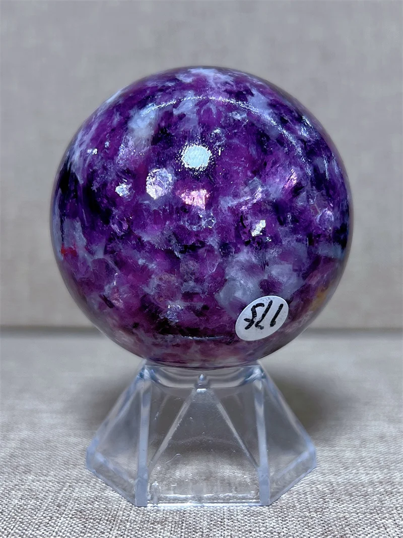 Natura Crystal Purple Mica SPhere With Rain Bow Free Form  Carving Reiki Healing Stone Home Decoration Exquisite Gift