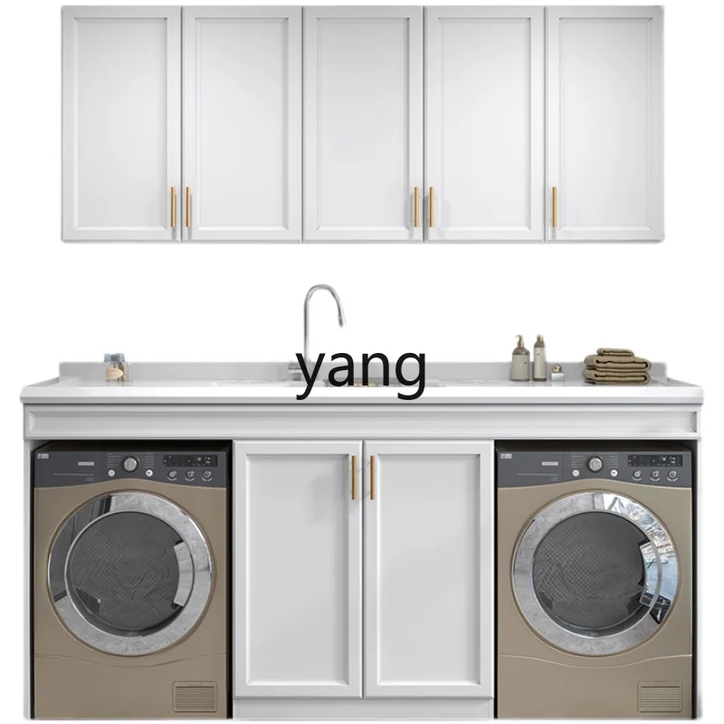 

YJQ Balcony Washing Machine Dryer Combo Cabinet Large Size Large Terrace Space Aluminum Cabinet